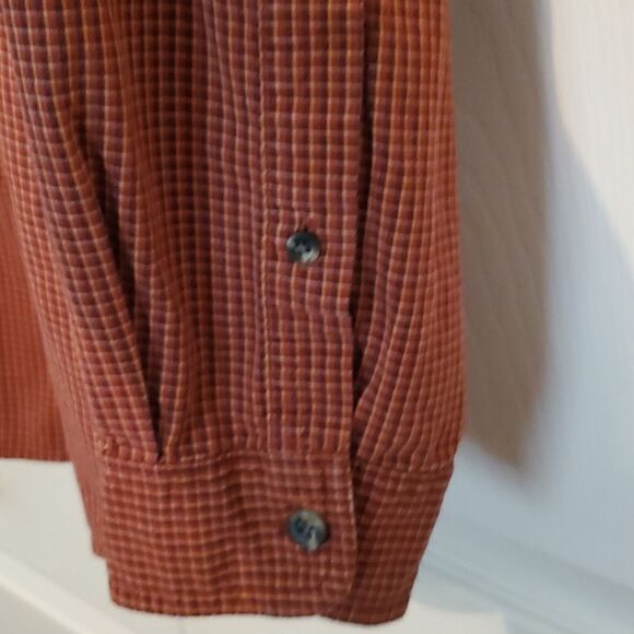Columbia Sportswear Men's Long Sleeve Plaid Rust Button Down Shirt Size Large - Picture 4 of 10